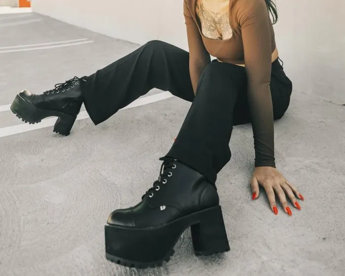 TUK Shoes Boots Women Black BrushOff 7Eye Nosebleed Boot TUK Shoes Boots Women Black BrushOff 7Eye Nosebleed Boot