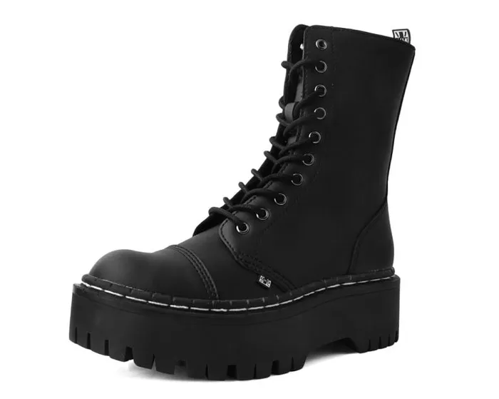 TUK Shoes Boots Women Black TUKskin 10Eye Double Decker Boot