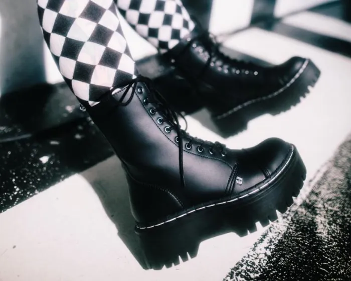 TUK Shoes Boots Women Black TUKskin 10Eye Double Decker Boot TUK Shoes Boots Women Black TUKskin 10Eye Double Decker Boot