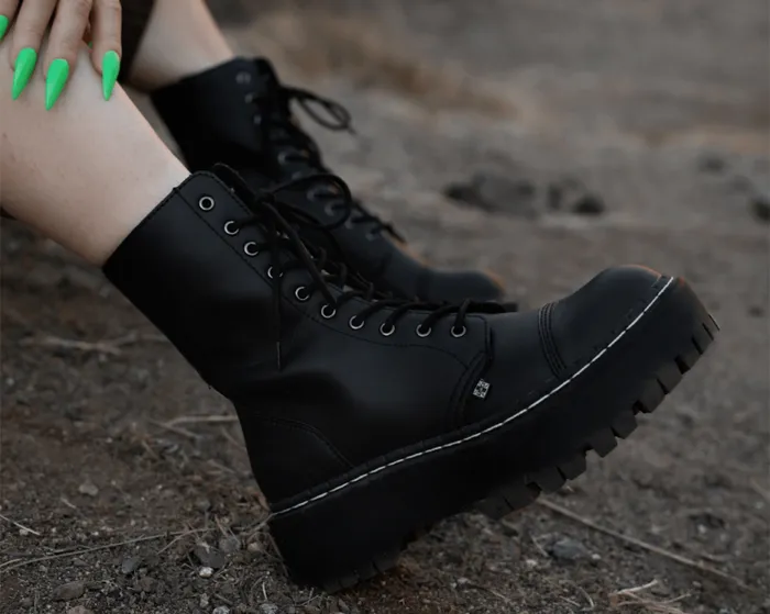 TUK Shoes Boots Women Black TUKskin 10Eye Double Decker Boot TUK Shoes Boots Women Black TUKskin 10Eye Double Decker Boot
