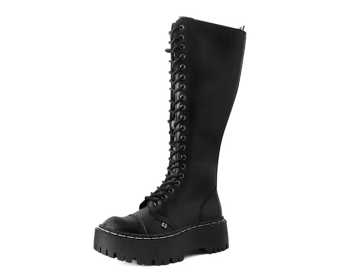 TUK Shoes Boots Women Black TUKskin Kneehigh Double Decker Boot
