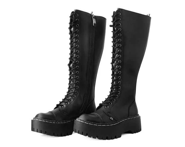 TUK Shoes Boots Women Black TUKskin Kneehigh Double Decker Boot TUK Shoes Boots Women Black TUKskin Kneehigh Double Decker Boot