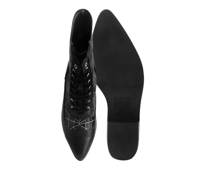 TUK Shoes Boots Women Black Victorian 8Eye Spiderweb Pointed Anarchic Heel TUK Shoes Boots Women Black Victorian 8Eye Spiderweb Pointed Anarchic Heel