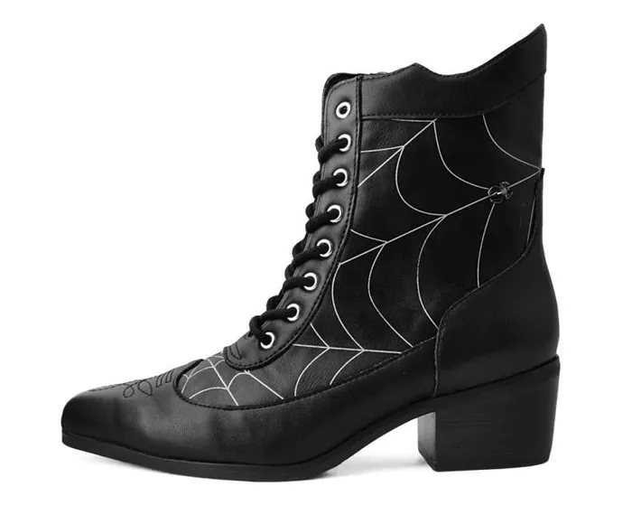TUK Shoes Boots Women Black Victorian 8Eye Spiderweb Pointed Anarchic Heel TUK Shoes Boots Women Black Victorian 8Eye Spiderweb Pointed Anarchic Heel