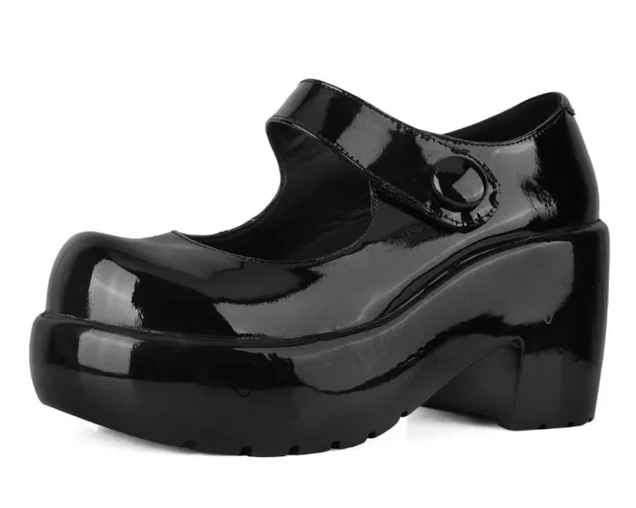 TUK Shoes Mary Janes Women Black Liquid Bubble Mary Jane Platform