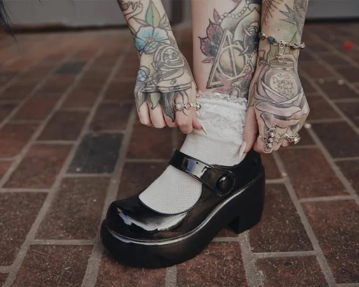 TUK Shoes Mary Janes Women Black Liquid Bubble Mary Jane Platform