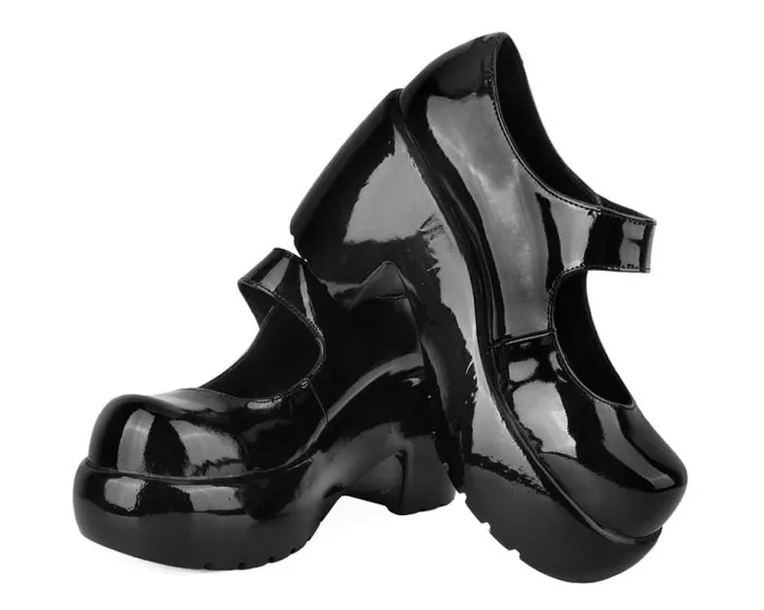TUK Shoes Mary Janes Women Black Liquid Bubble Mary Jane Platform