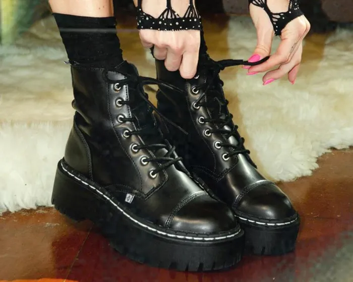 TUK Shoes Platforms Women Black 7Eye Double Decker Boot TUK Shoes Platforms Women Black 7Eye Double Decker Boot
