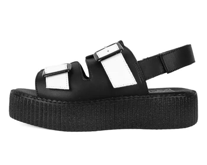 TUK Shoes Platforms Women Black and White TUKskin 2Buckle Viva Mondo Sandal TUK Shoes Platforms Women Black and White TUKskin 2Buckle Viva Mondo Sandal
