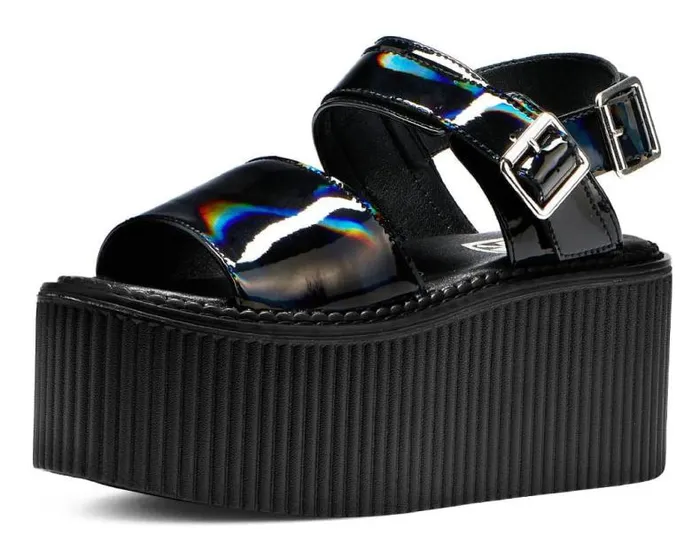 TUK Shoes Platforms Women Black Rainbow Haze Strato Sandal