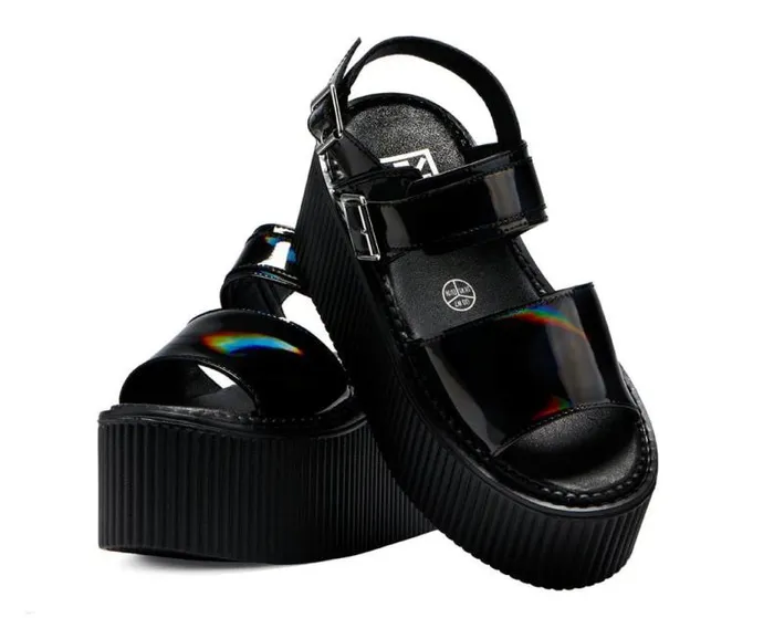 TUK Shoes Platforms Women Black Rainbow Haze Strato Sandal