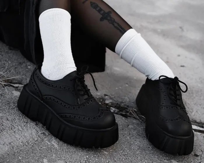 TUK Shoes Platforms Women Black TUKskin Anarchic Airship Brogue TUK Shoes Platforms Women Black TUKskin Anarchic Airship Brogue