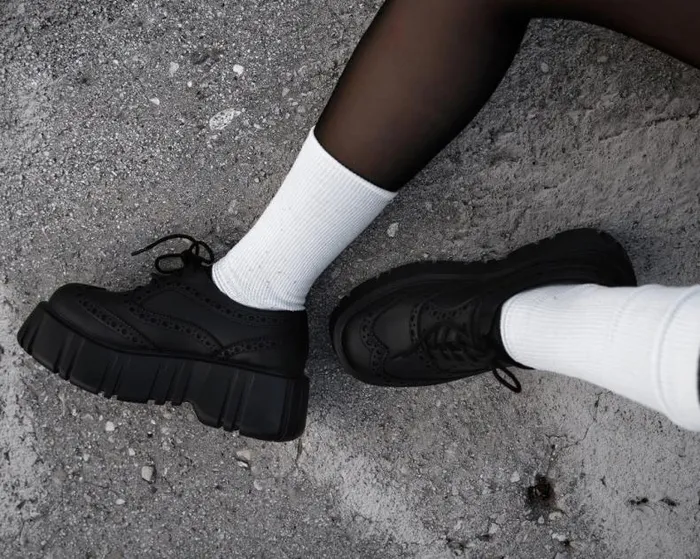 TUK Shoes Platforms Women Black TUKskin Anarchic Airship Brogue TUK Shoes Platforms Women Black TUKskin Anarchic Airship Brogue