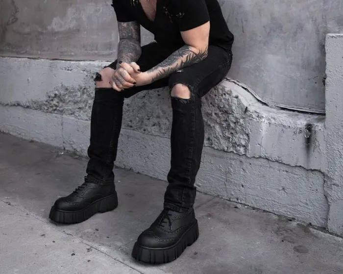 TUK Shoes Platforms Women Black TUKskin Anarchic Airship Brogue TUK Shoes Platforms Women Black TUKskin Anarchic Airship Brogue