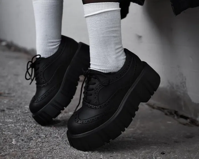 TUK Shoes Platforms Women Black TUKskin Anarchic Airship Brogue TUK Shoes Platforms Women Black TUKskin Anarchic Airship Brogue