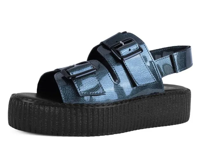 TUK Shoes Platforms Women Grey Patent 2Buckle Sandal