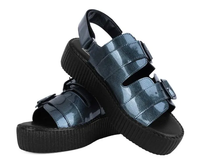 TUK Shoes Platforms Women Grey Patent 2Buckle Sandal TUK Shoes Platforms Women Grey Patent 2Buckle Sandal