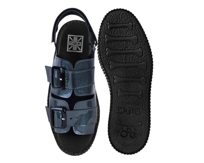 TUK Shoes Platforms Women Grey Patent 2Buckle Sandal TUK Shoes Platforms Women Grey Patent 2Buckle Sandal