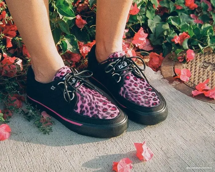 TUK Shoes Sneakers Men Black and Pink Leopard DRing Vegan Sneakers TUK Shoes Sneakers Men Black and Pink Leopard DRing Vegan Sneakers