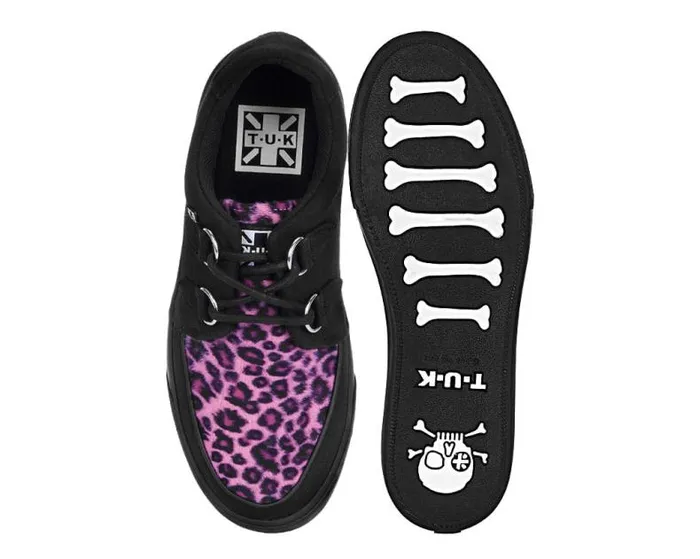 TUK Shoes Sneakers Men Black and Pink Leopard DRing Vegan Sneakers TUK Shoes Sneakers Men Black and Pink Leopard DRing Vegan Sneakers