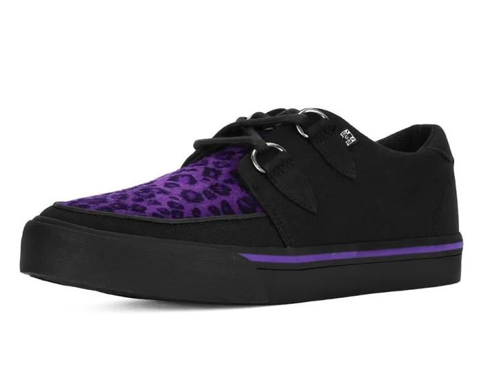 TUK Shoes Sneakers Women Black and Purple Leopard DRing Sneaker
