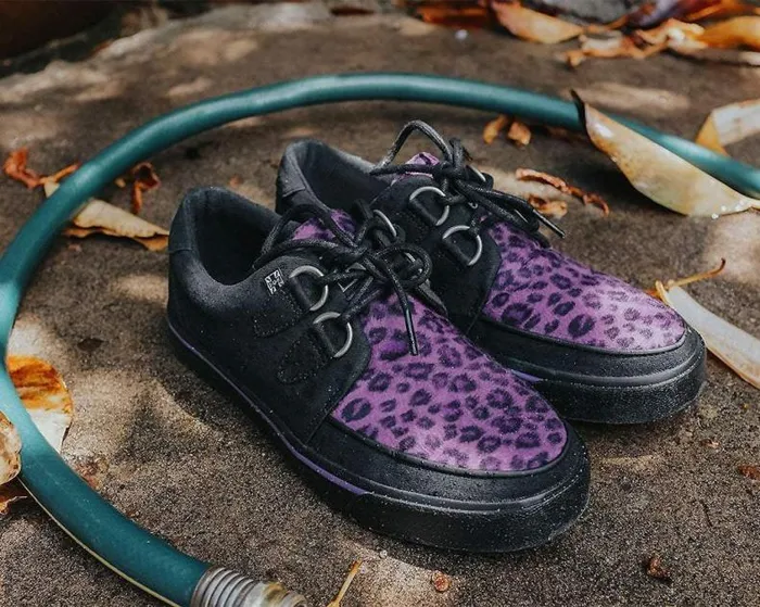 TUK Shoes Sneakers Women Black and Purple Leopard DRing Sneaker TUK Shoes Sneakers Women Black and Purple Leopard DRing Sneaker