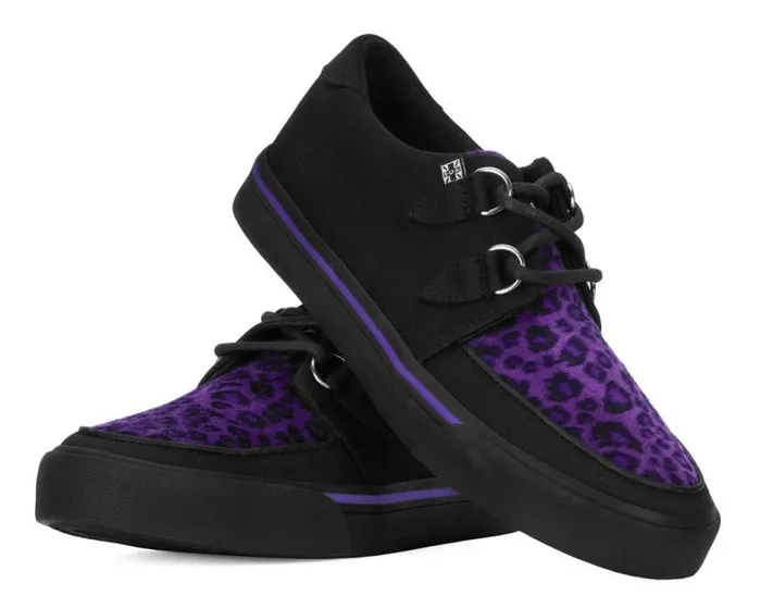TUK Shoes Sneakers Women Black and Purple Leopard DRing Sneaker TUK Shoes Sneakers Women Black and Purple Leopard DRing Sneaker
