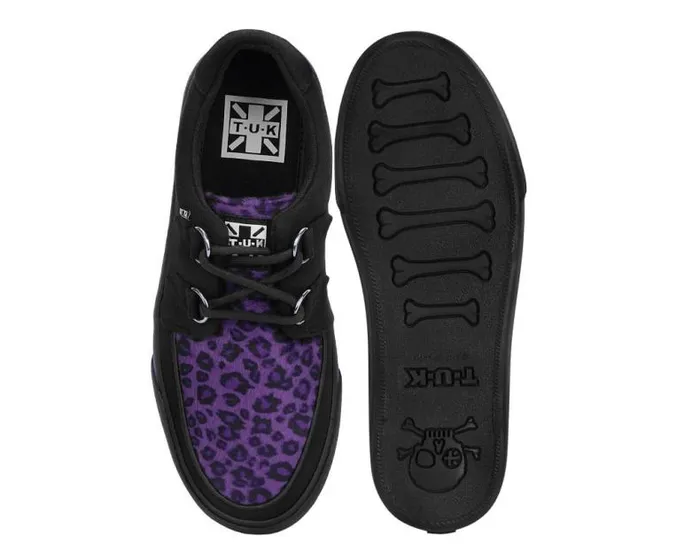 TUK Shoes Sneakers Women Black and Purple Leopard DRing Sneaker TUK Shoes Sneakers Women Black and Purple Leopard DRing Sneaker