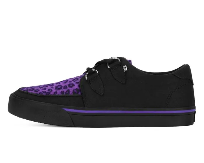 TUK Shoes Sneakers Women Black and Purple Leopard DRing Sneaker TUK Shoes Sneakers Women Black and Purple Leopard DRing Sneaker