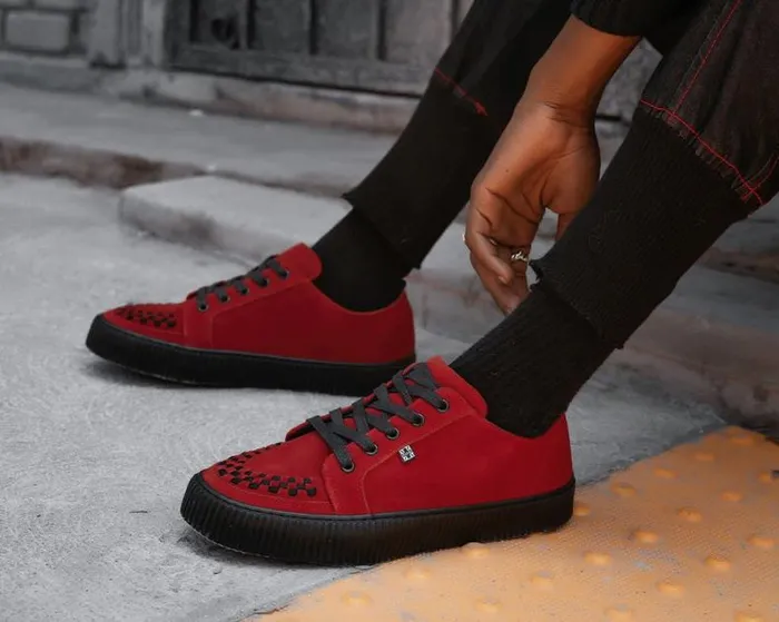 TUK Shoes Sneakers Women Red Suede LaceUp Creeper Sneaker TUK Shoes Sneakers Women Red Suede LaceUp Creeper Sneaker