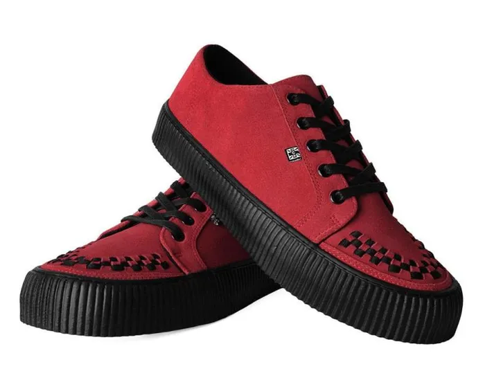 TUK Shoes Sneakers Women Red Suede LaceUp Creeper Sneaker TUK Shoes Sneakers Women Red Suede LaceUp Creeper Sneaker