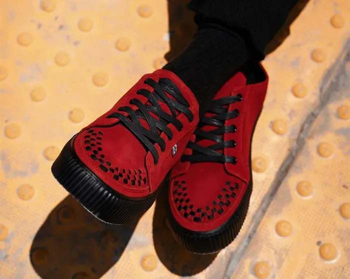 TUK Shoes Sneakers Women Red Suede LaceUp Creeper Sneaker TUK Shoes Sneakers Women Red Suede LaceUp Creeper Sneaker