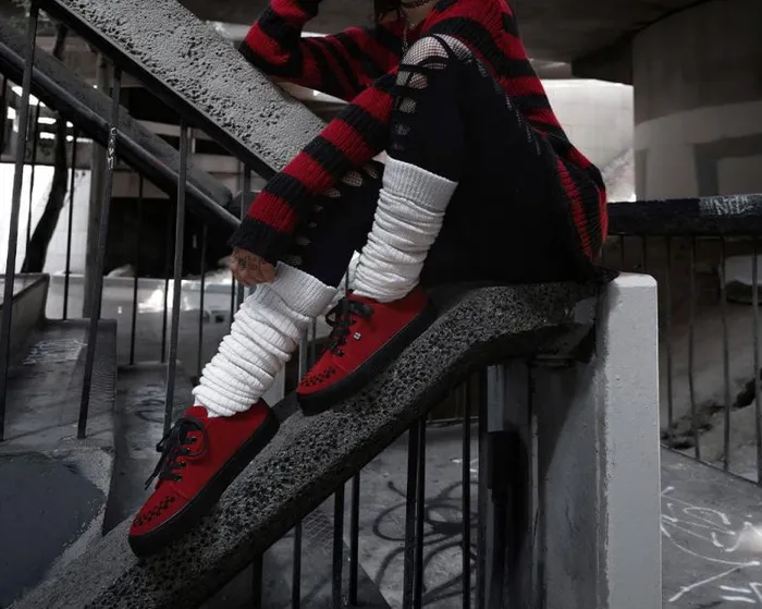 TUK Shoes Sneakers Women Red Suede LaceUp Creeper Sneaker TUK Shoes Sneakers Women Red Suede LaceUp Creeper Sneaker