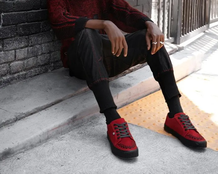 TUK Shoes Sneakers Women Red Suede LaceUp Creeper Sneaker TUK Shoes Sneakers Women Red Suede LaceUp Creeper Sneaker