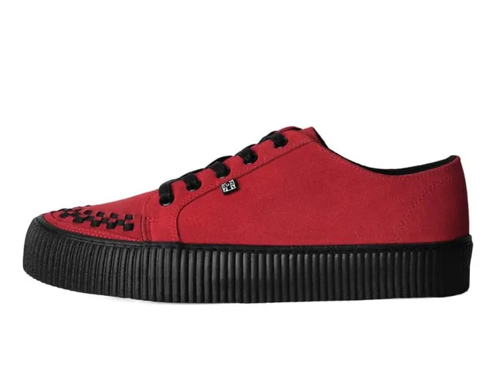 TUK Shoes Sneakers Women Red Suede LaceUp Creeper Sneaker TUK Shoes Sneakers Women Red Suede LaceUp Creeper Sneaker