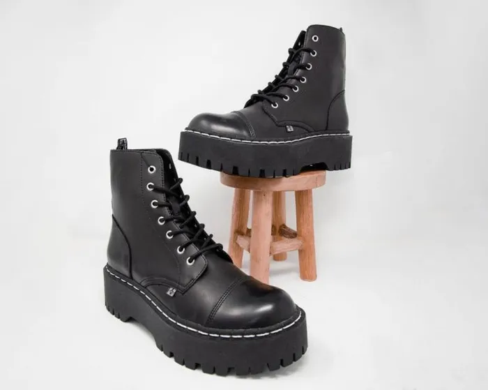 TUK Shoes Vegan Men Black 7Eye Double Decker Boot TUK Shoes Vegan Men Black 7Eye Double Decker Boot