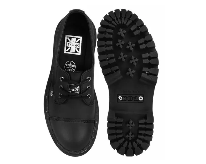 TUK Shoes Vegan Men Black Cap Toe Double Decker Brogue