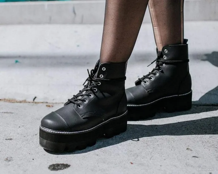 TUK Shoes Vegan Men Black Faux Leather 7Eyelet Dino Lug Sole Boots TUK Shoes Vegan Men Black Faux Leather 7Eyelet Dino Lug Sole Boots