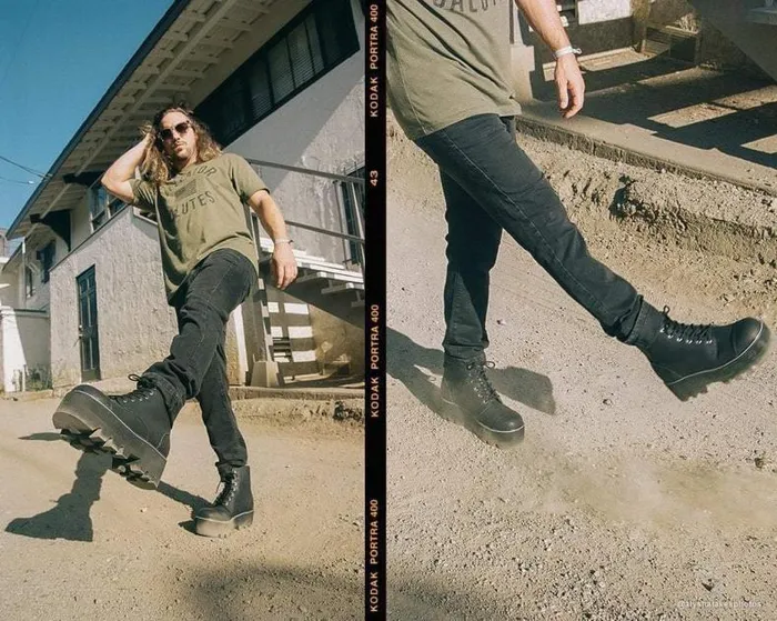 TUK Shoes Vegan Men Black Faux Leather 7Eyelet Dino Lug Sole Boots TUK Shoes Vegan Men Black Faux Leather 7Eyelet Dino Lug Sole Boots