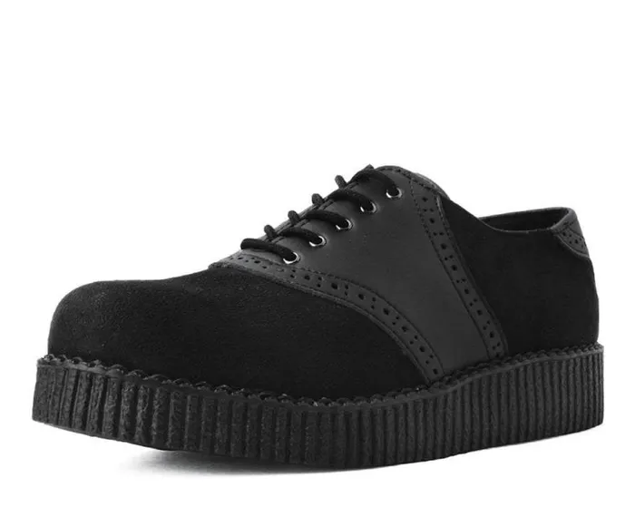 TUK Shoes Vegan Men Black Faux Suede and TUKskin Saddle Oxford