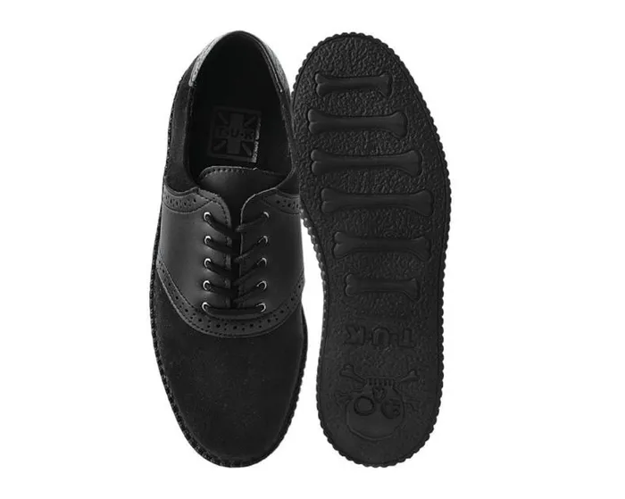 TUK Shoes Vegan Men Black Faux Suede and TUKskin Saddle Oxford