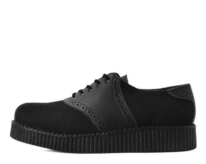 TUK Shoes Vegan Men Black Faux Suede and TUKskin Saddle Oxford