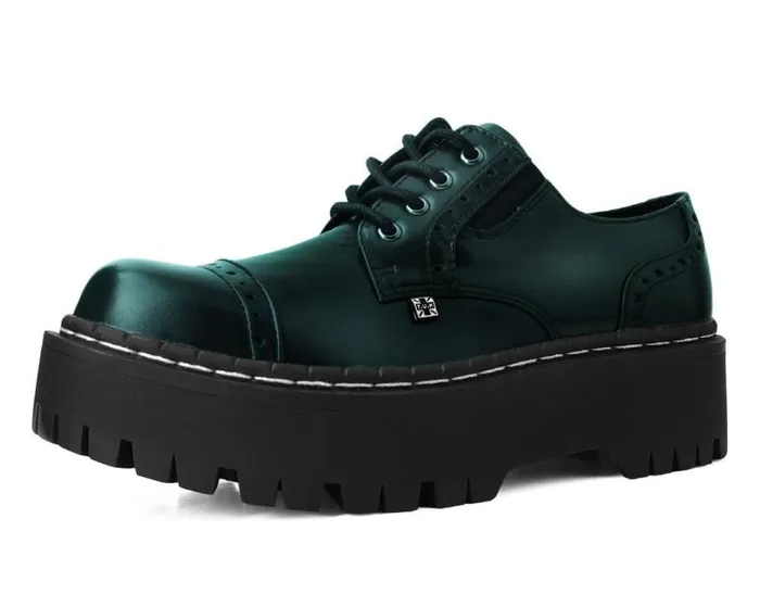TUK Shoes Vegan Men Green RubOff Double Decker Brogue