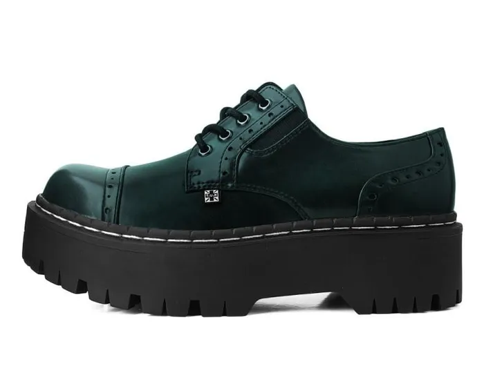 TUK Shoes Vegan Men Green RubOff Double Decker Brogue TUK Shoes Vegan Men Green RubOff Double Decker Brogue