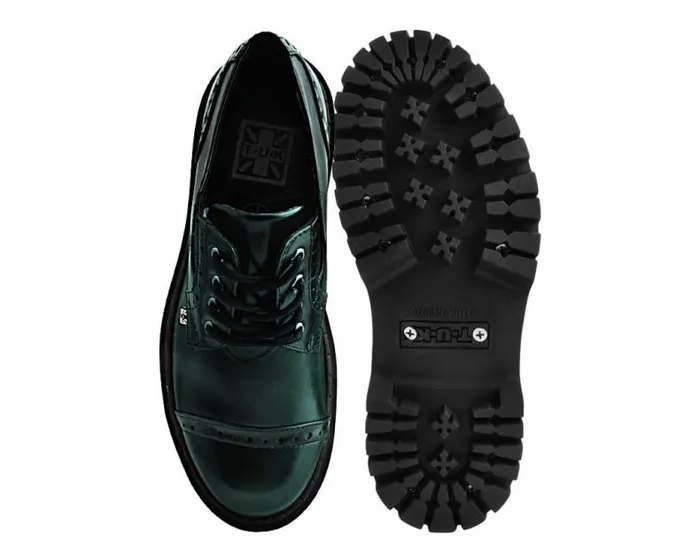 TUK Shoes Vegan Men Green RubOff Double Decker Brogue TUK Shoes Vegan Men Green RubOff Double Decker Brogue