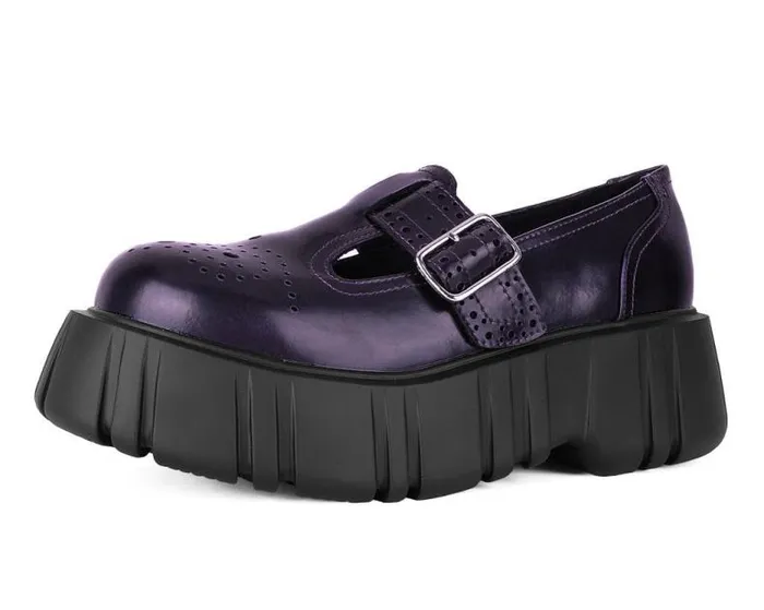 TUK Shoes Vegan Men Purple RubOff TBar Anarchic Airship Brogue