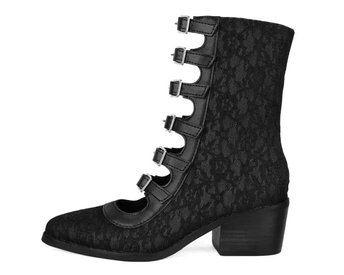 TUK Shoes Vegan Women Black Lace MultiStrap Boot TUK Shoes Vegan Women Black Lace MultiStrap Boot
