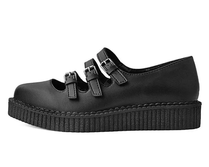 TUK Shoes Vegan Women Black TUKskin Pointed 3Strap Mary Jane TUK Shoes Vegan Women Black TUKskin Pointed 3Strap Mary Jane