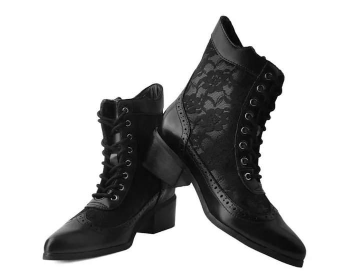 TUK Shoes Vegan Women Black Victorian Anarchic Pointed Boot