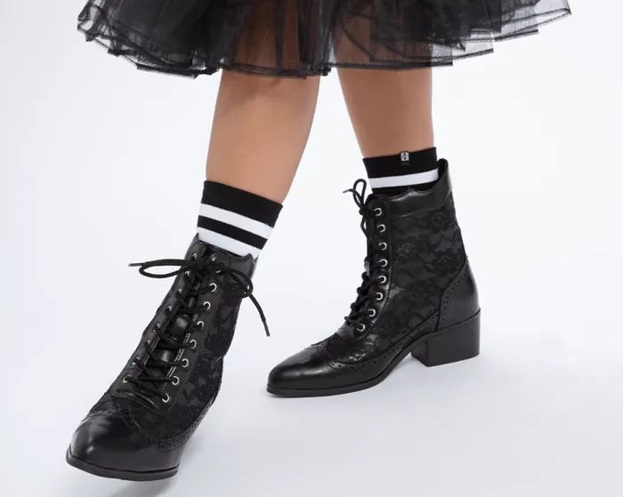 TUK Shoes Vegan Women Black Victorian Anarchic Pointed Boot